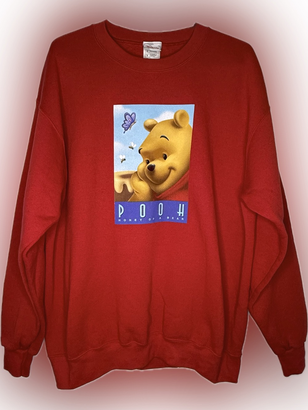 VINTAGE Disney Store Winnie the Pooh Red Sweatshirt Adult Size Large